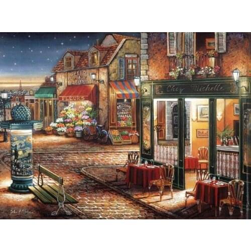 14/16/18/28/27 Needlework,Romantic town flower coffee shop 14CT Unprinted Embroidery,DIY DMC Cross stitch kit, Cross-Stitching