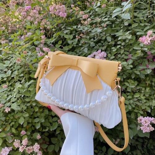 Pearl Chain Shoulder Bags with Knot Decoration Crossbody Bags Elegant Ladies Messenger Bags
