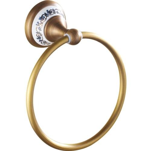Wall-Mounted Round Antique Brass Towel Ring Bathroom Towel Holder Towel Rack Bathroom Accessories Lba413