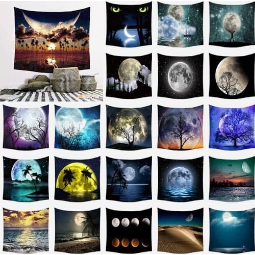 Beauty Moon Night Landscape Large Tapestry Wall Hanging Printed Home Decoration Tapestry Bedroom Tapestry Living Room Tapestry