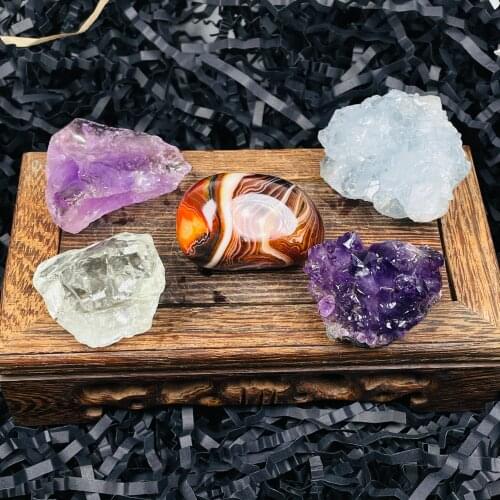 Natural Crystal Five Therapy Stone Raw Energy Cluster Ore Standard For Exquisite Gift Collection