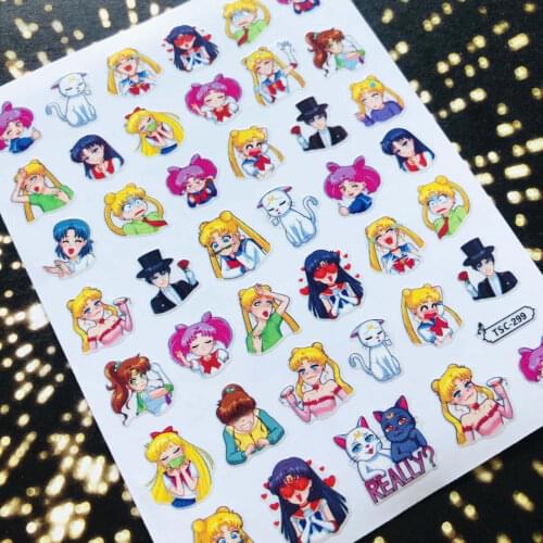 Newest TSC-299 series moon girl designs 3d nail art sticker nail decal accessories