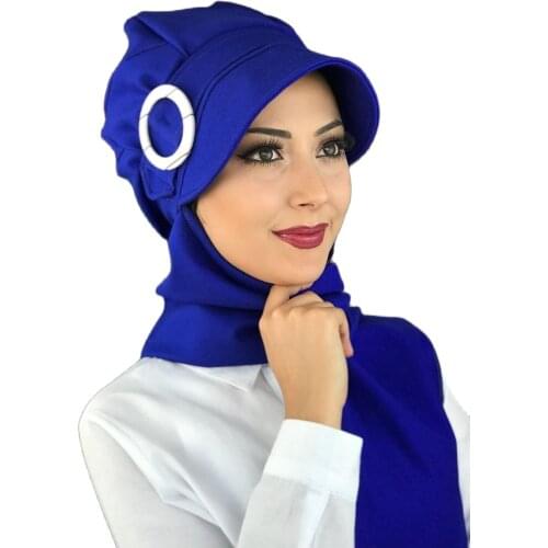 2021 new Fashion Hijab Women Muslim Bathing Cap Islamic Hijab Scarf Kerchief BAHARLIK Saks Blue Horsehair Hijab Hat