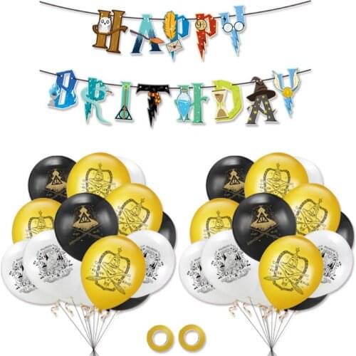 2021 new Harried theme balloon flag set magic children potter birthday party decorations