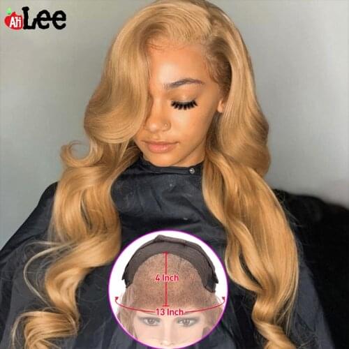 13x6 Brown Honey Blonde Color Body Wave Human Hair Wigs Top Hairline 13x4 Lace Front Wig Transparent Lace Wig For Black Women