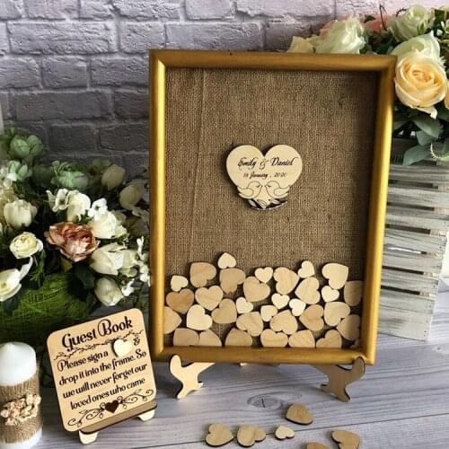 Custom Gold rustic wedding burlap guest book alternative, Rustic wedding book, Unique engagement guestbook, Guest book sign