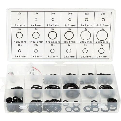 Rubber O Ring Washer Seals 18 Sizes With Plactic Box Watertightness Assortment Kit 225Pcs