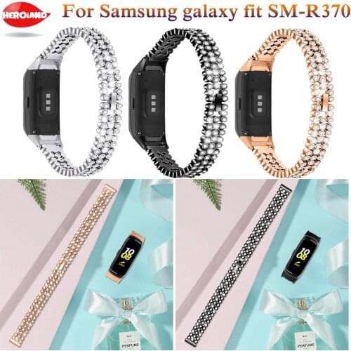 Luxury Beauty Steel Rhinestone Watch Band Strap with Shiny Wristband For Samsung Galaxy Fit SM-R370 fashion Smart New Watch Band