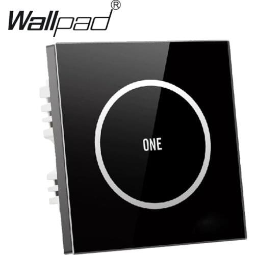 Top Tempered Glass 1gang 1 way Black Touch Wall Light Switch 110V~250V Free custmize logo button touch wall switch,Free Shipping