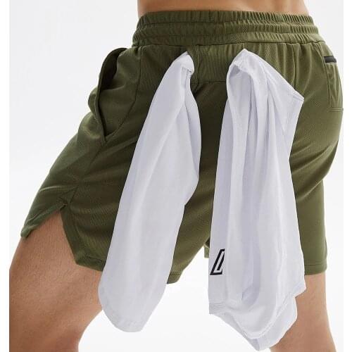 Running Quick dry Shorts Men Jogging Bermuda Gym Fitness Training Towel hook Short Pants Male Summer Beach Sport Workout Bottoms