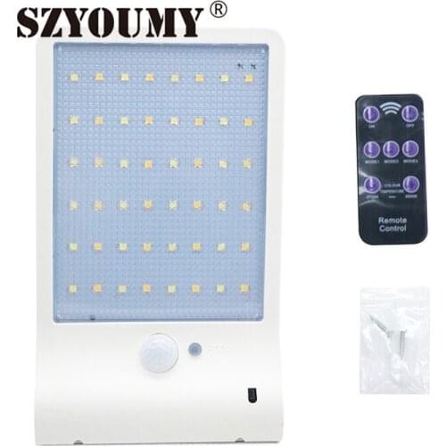 SZYOUMY Upgraded 48 leds Solar Light Color Adjustable With Controller Three Modes Waterproof Lamp Lights For Outdoor Garden Wall