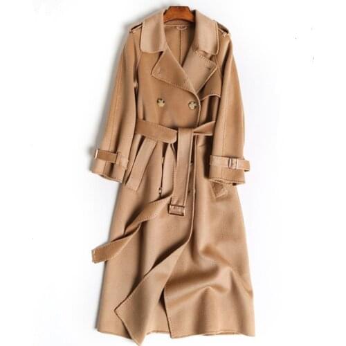 High quality ladies winter jacket midium length wool coat water ripple fabric cashmere coat with epaulettes FL168168