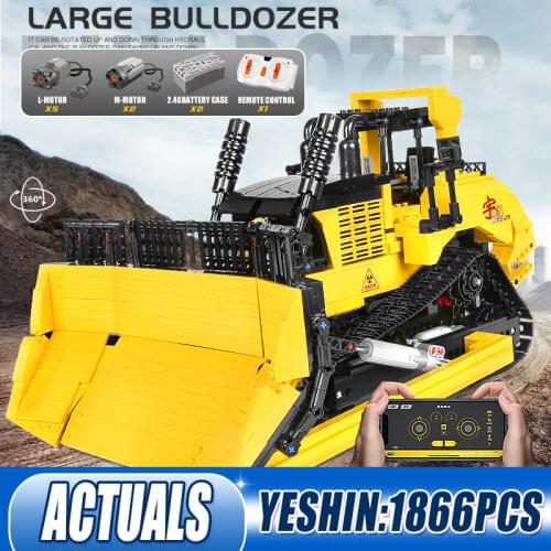 Yeshin 22011 High-Tech Car Toys MOC 20008 APP RC Motorized Bulldozer Set Crane Dump Truck Building Blocks Kids Christmas Gifts
