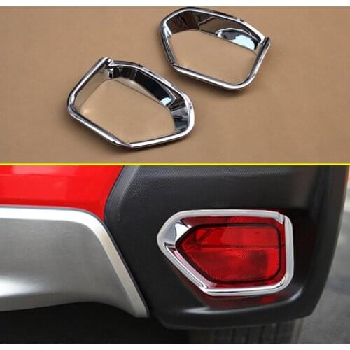 2Pcs Car Styling Rear Fog Warning Light Glossy Chrome Bumper Reflector Fog Light Surround Cover For New 2018 Subaru XV Crosstrek