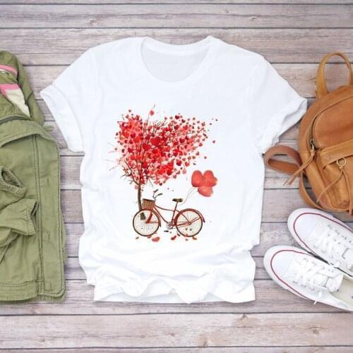 Women 90s Cartoon Sweet Love Valentine Short Sleeve Clothes Lady T-shirts Top Womens T Shirt Ladies Stylish Summer Tee T-Shirt