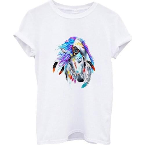 Womens color printing style 90s trend ladies summer printing fashion t-shirts women short-sleeved graphic t-shirts