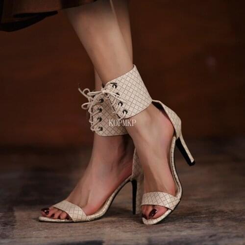 2021 Sexy Leopard Women Gladiator Sandals Summer New Ankle Strap Buckle High Heels Night Club Kopmkp Sadalias Femininas Fashion