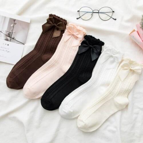 Women Lolita Socks Sweet Girl Japanese Bubbles Ruffle Socking JK Uniform Sock Lolita Accessories Bowknot Haori Cotton Maid Sock