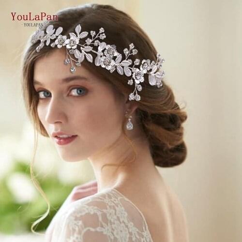 YouLaPan HP350 Silver Color Tiaras Headbands Crystal Hair Band Wedding Women Alloy Leaf Bridal Hair Vine Hair Accessories Party