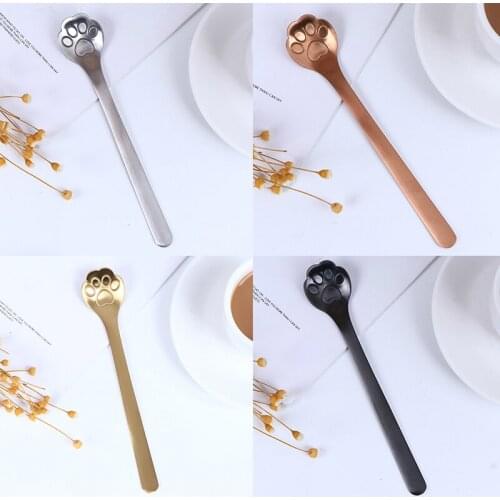 1PC Creative Cat Paw Claw Hollow Spoon Stirring Spoon Tea Coffee Dessert Spoons Cute Kitchen Tools