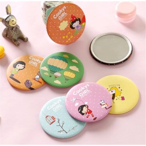 1Pcs Creative Makeup Mirror Cartoon Pattern Portable Compact Pocket Cosmetic Mirror Cosmetic Tool Travel Beauty Accessories