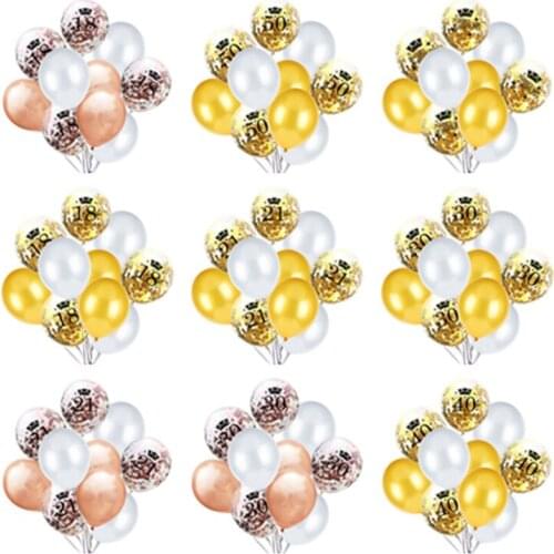 10pcs/Lot 18 21 30 40 50 60th Happy Birthday Latex Balloon Crown Confetti Balloons Birthday Party Decoration Anniversary Decor