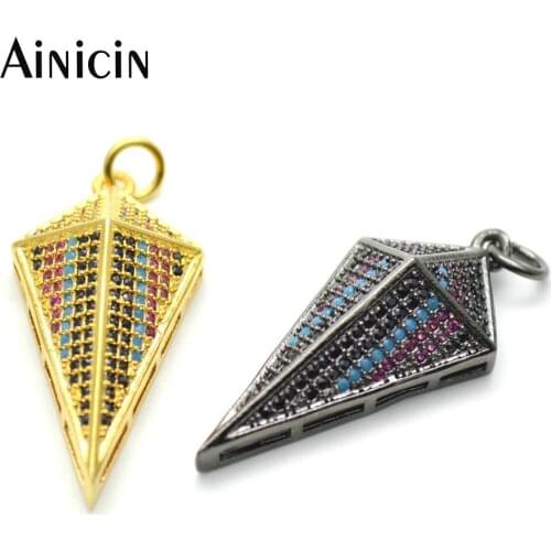 10pcs New Arrival Raised Shield Rainbow Rhinestone Setting 17x36mm Pendants 18'' Rubber Chain Necklace For Men and Women Jewelry