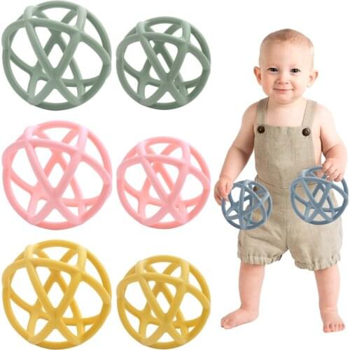 Dropshipping 2PC Silicone Teethers Rodent Teething Ball Baby Toys Toddler Newborn Molar Pain Soothing Teething Toy Accessories