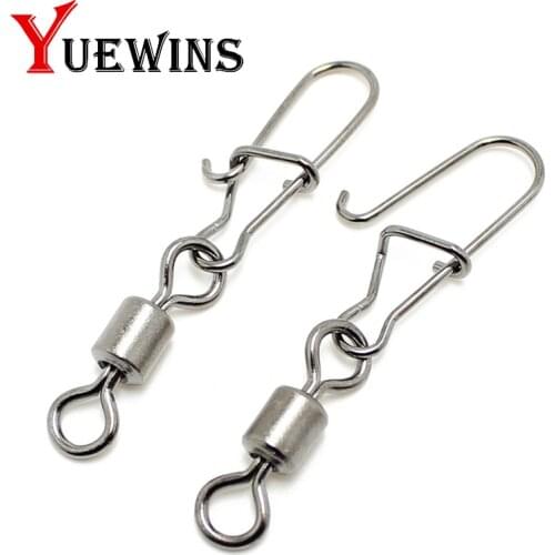 30pcs/lot 5# 6# 7# 8# 10# 12# Fishing Connector Pin Bearing Rolling Swivel Stainless Steel with Snap Fishhook Tackle Accessories
