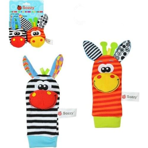 4 pcs/lot (4 pcs=2 pcs waist+2 pcs socks), baby rattle toys Sozzy Garden Bug Wrist Rattle and Foot Socks