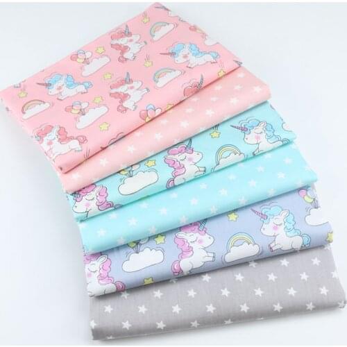 6pcs/lot Cartoon Fabric Printed Cotton Patchwork Cloth for DIY Sewing Quilting Fat Quarters Material For Kids