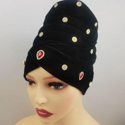 Velvet Muslim Turbans Women Stick Diamonds Headband Bandanas Bonnet 2021 New Velour Islam Muslim Fashion Inner Plain Hijab Caps