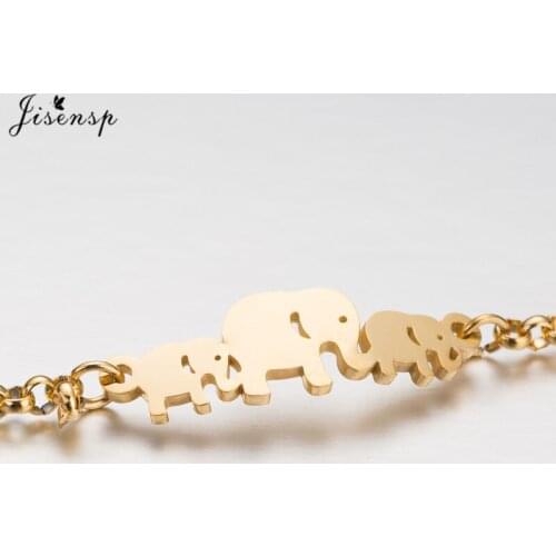 Jisensp Bohemian Style Elephant Charm Bracelet Fashion Animal Stainless Steel Bracelet for Women Punk Jewelry Birthday Gift 2021