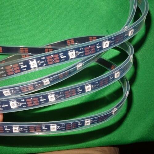 Addressable 5m 30LEDs/m DC5V WS2812B led pixel strip;waterproof in silicon tube;IP66,with 30pixels/M;BLACK PCB
