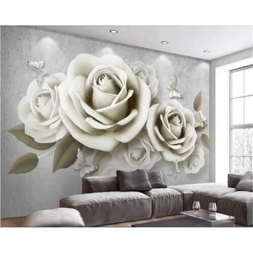 Beibehang Custom wallpaper photos 3D embossed floral TV sofa wallpaper home decoration living room bedroom murals 3d wallpaper
