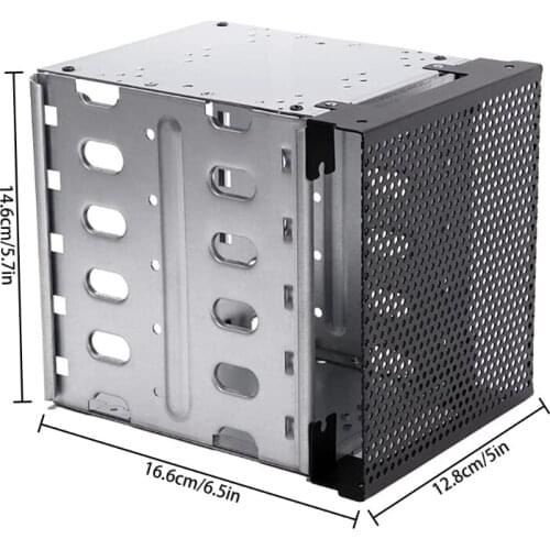 K92C Hard Drive Cage Stainless Steel 5x3.5 Inch SATA HDD Cage Rack Hard Driver Tray with Fan Space