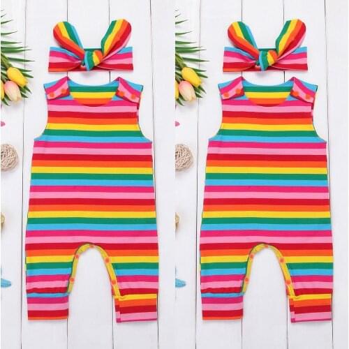 Girl Jumpsuits Baby Girls Romper Kids Jumpsuit Headband Newborn 2Pcs Clothes Outfits