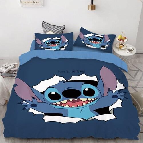 Disney Star Baby Stilly Boy Angel Cartoon Print Blue Pink Bedding Set Duvet Cover Pillowcase Bedroom Decor for Boys and Girls