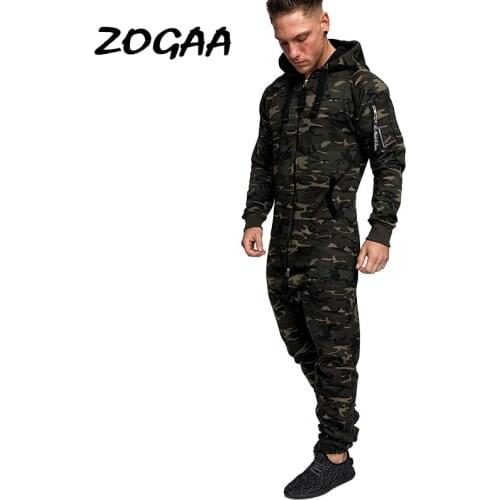 ZOGAA Sets Men Autumn Winter New Chic Hooded Jumpsuit Camouflage Zipper Casual Suit Tracksuit Sweatsuit Large Size Hot Sale Boys