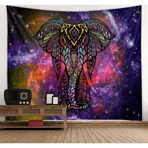 Lingxia-mandala starry sky elephant print tapestry environmentally friendly soft and easy-care decorative hanging cloth
