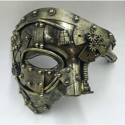 Steampunk Half Face Cosplay Men women Punk Mask Masquerade Mask Ball Half Phantom Halloween Carnival Party Gifts Costume Props