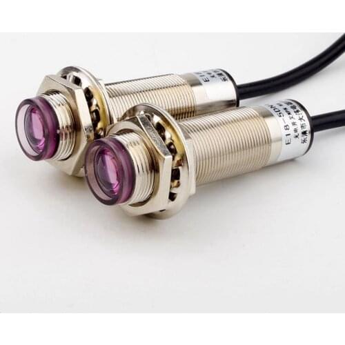 A Set M18 Brass Case 6-36V NPN N/O E3F-5DN1 Optoelectric Switch Infrared Proximity Sensor Adjustable 10-1000CM