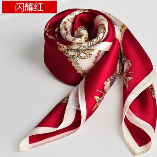 Small squares with western style in the spring and autumn winter fashion mulberry silk joker hangzhou silk red scarf