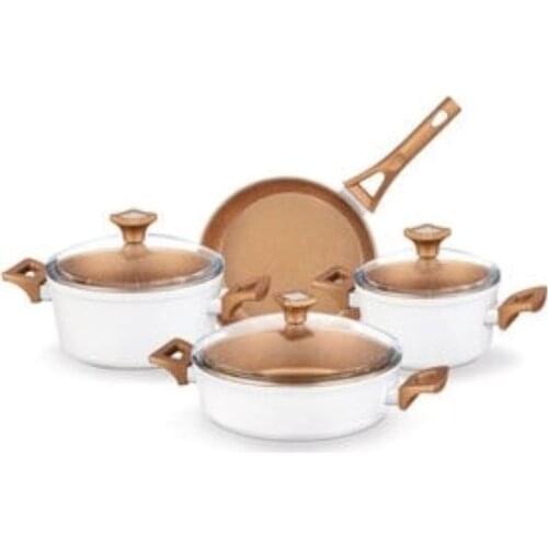 Madam Coco 7 PCS Brown&White Granit non stick adorable stylish cookware set