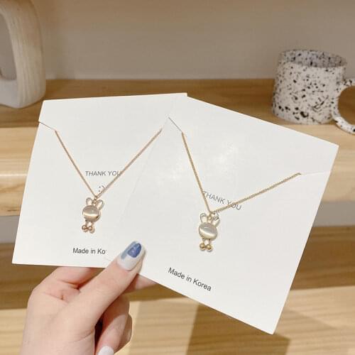 Wind Cute Rabbit Pendent Necklace Short Fashion Opal Stainless Steel Clavicle Chain Personality Trend Neck Chain