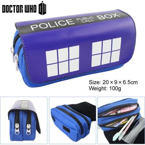 Doctor Who Police Box Cosplay Pen Bags Zipper School Pencil Case Box Cosmetic Makeup Bag Storage Bag Gift