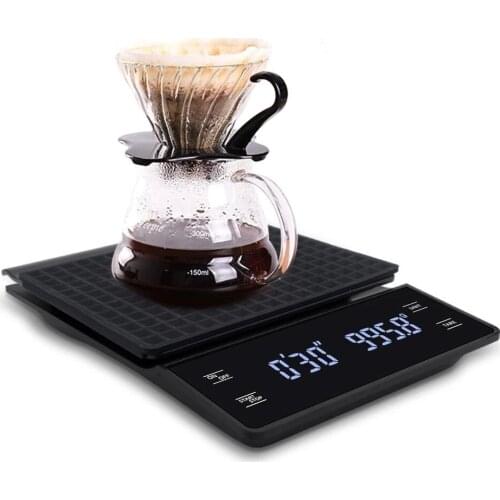 Portable High Accuracy Black White Mirror Coffee Scale With Smart Digital Electronic LED Display Household Kitchen Scales Weight