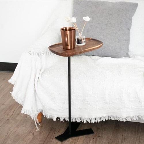 Sofa Side Table Oval Small Coffee Table Small Narrow Bedside Bedroom Living Room Solid Wood 20cm Mobile Semicircle