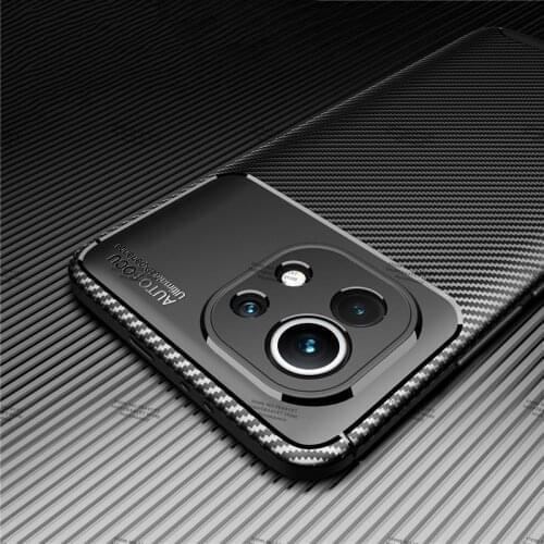 Cover For xiaomi mi 11 Carbon Fiber Cover Shockproof silicone phone case for mi 11 6.81 inch heavy duty protection back shell