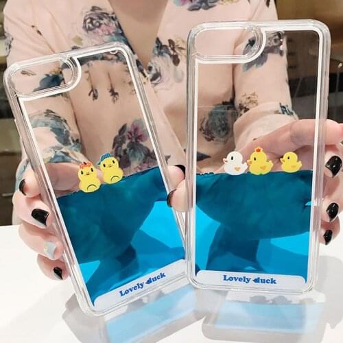 Luxury Cartoon 3D Swimming Duck Animal Dynamic Liquid Quicksand Cover Case For iPhone 12 11 Pro 5 6 6S 7 8 Plus X XR Phone Cases